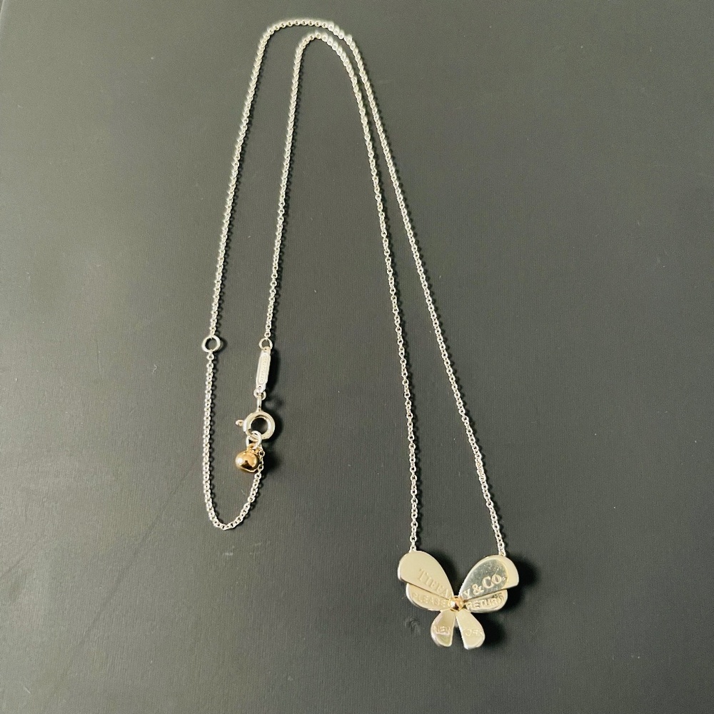 RARE Tiffany & Co. Return to Tiffany Butterfly Love Bugs 18K & Silver Necklace